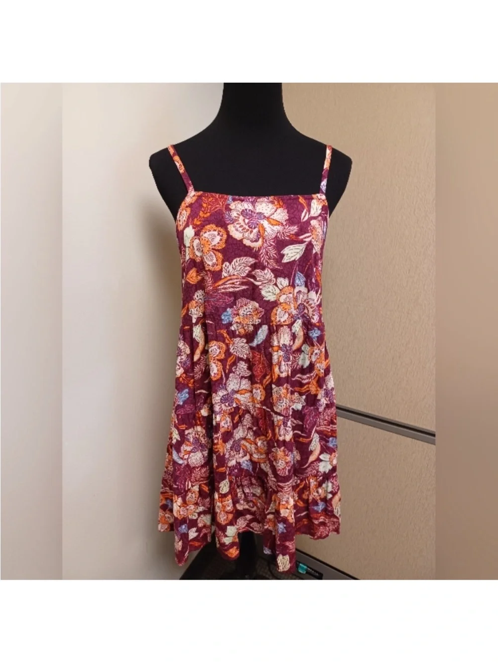 Old Navy | Dresses | Old Navy Burgundy Floral Midi Dress